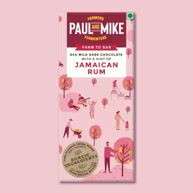 64% Mild Dark Chocolate with Jamaican Rum - Paul & Mike - Freshmills