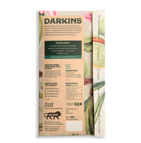 70% Dark Chocolate Roasted Almond - Darkins - Freshmills