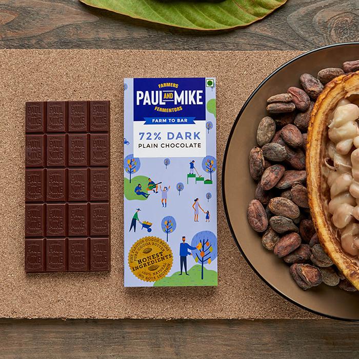 72% Dark Plain Chocolate - Paul & Mike - Freshmills