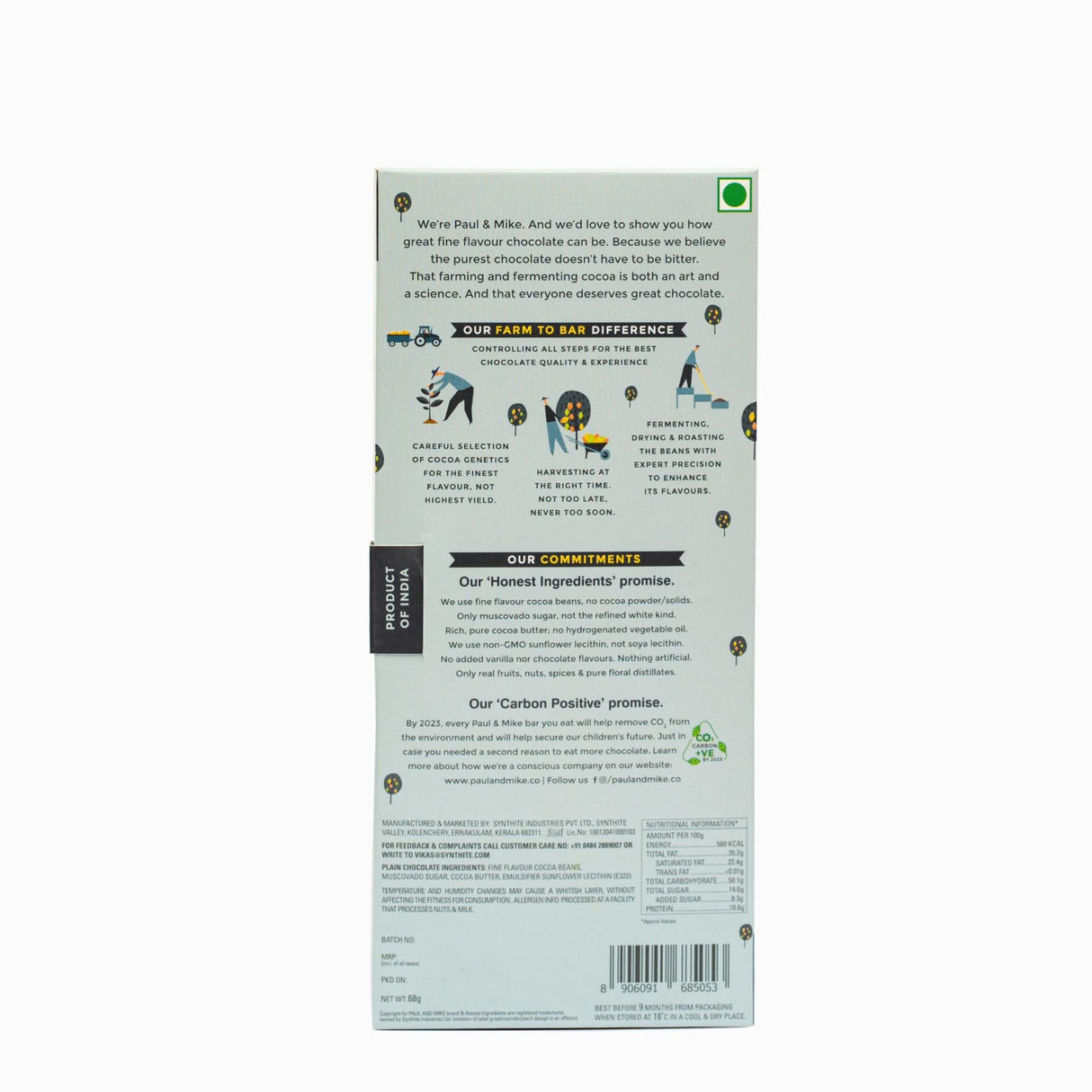 87% Dark Plain Chocolate - Paul & Mike - Freshmills