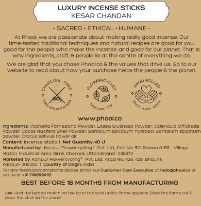 Badrinath Kesar Chandan Incense Sticks - Phool - Freshmills