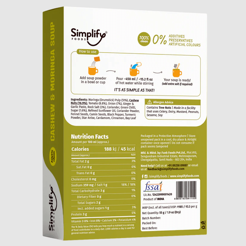 Cashew & Moringa Soup - Simplify - Freshmills