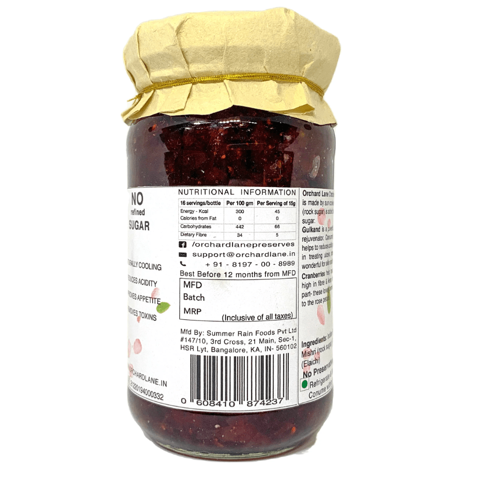 Cranberry Gulkand - Orchard Lane - Freshmills