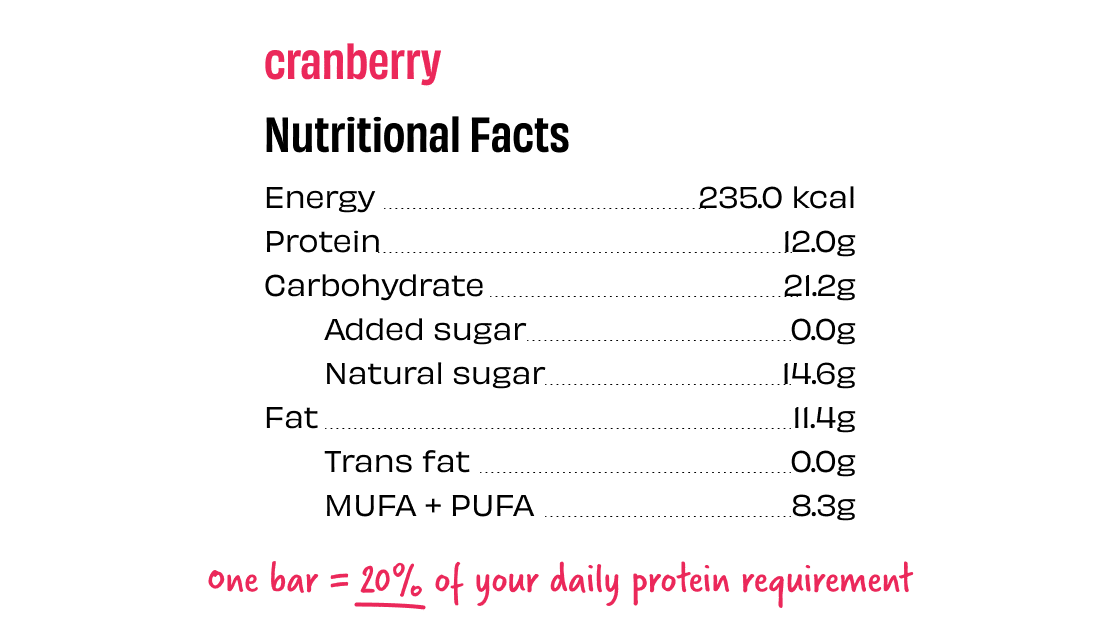 Cranberry Protein bar - The Whole Truth - Freshmills