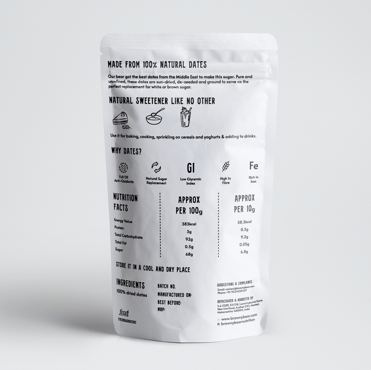 Date Sugar 200g - Brawny Bear - Freshmills