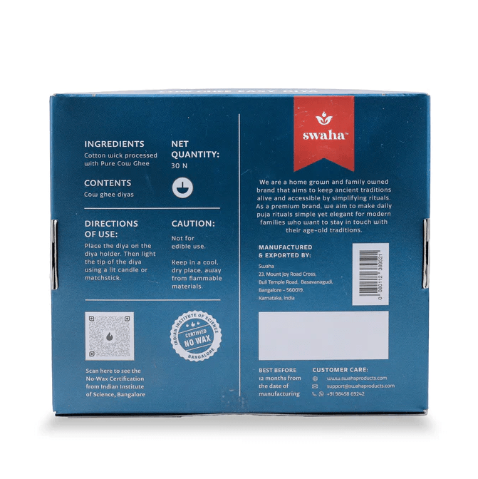 Easy Diya Ghee - 30 Wicks - Swaha - Freshmills