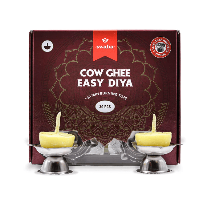 Easy Diya Ghee - 30 Wicks With Steel - Swaha - Freshmills