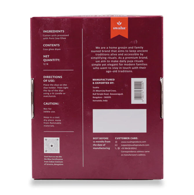 Easy Diya Ghee - 4 Hours - Swaha - Freshmills