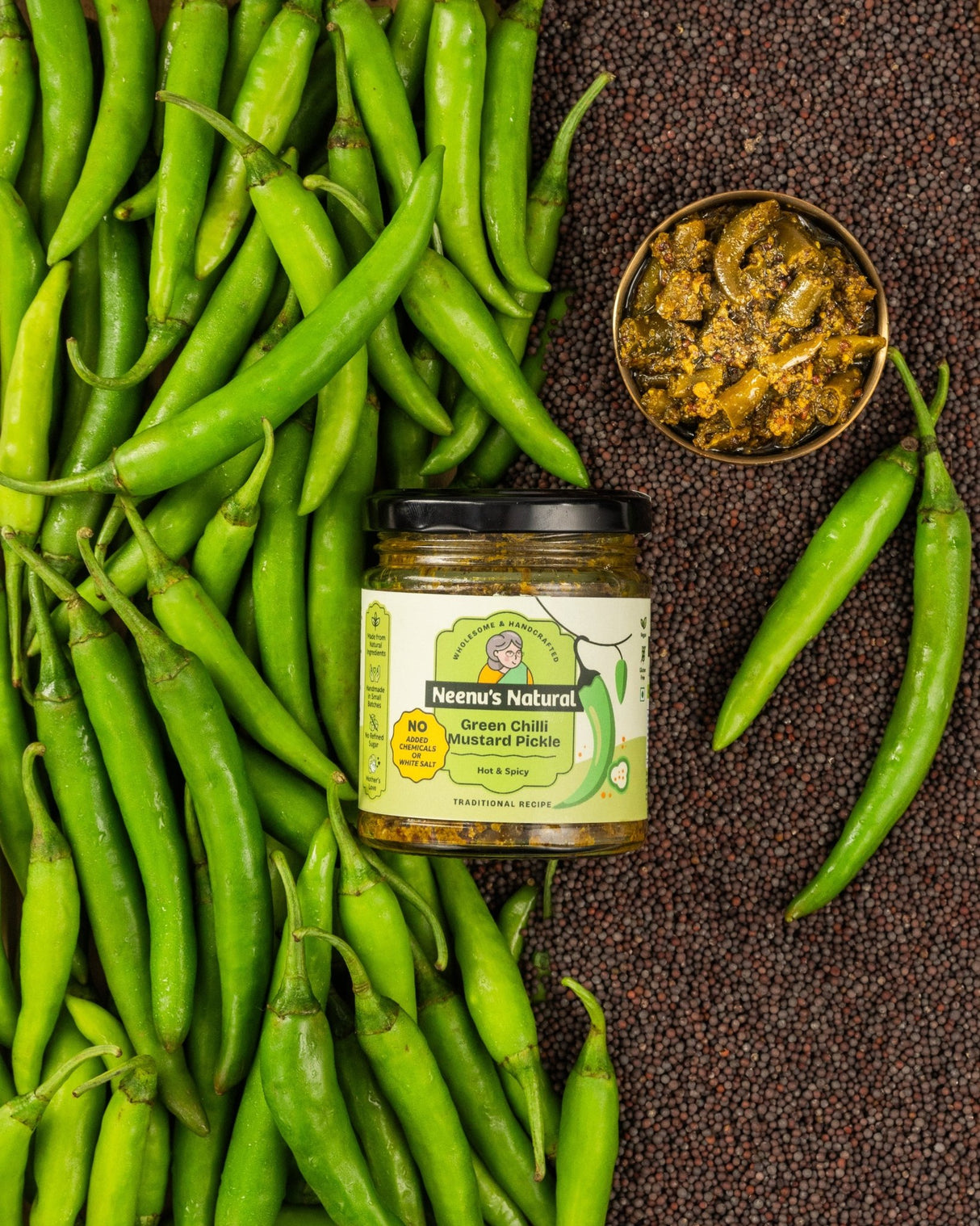 Green Chilli Mustard Pickle - Neenu's Natural - Freshmills