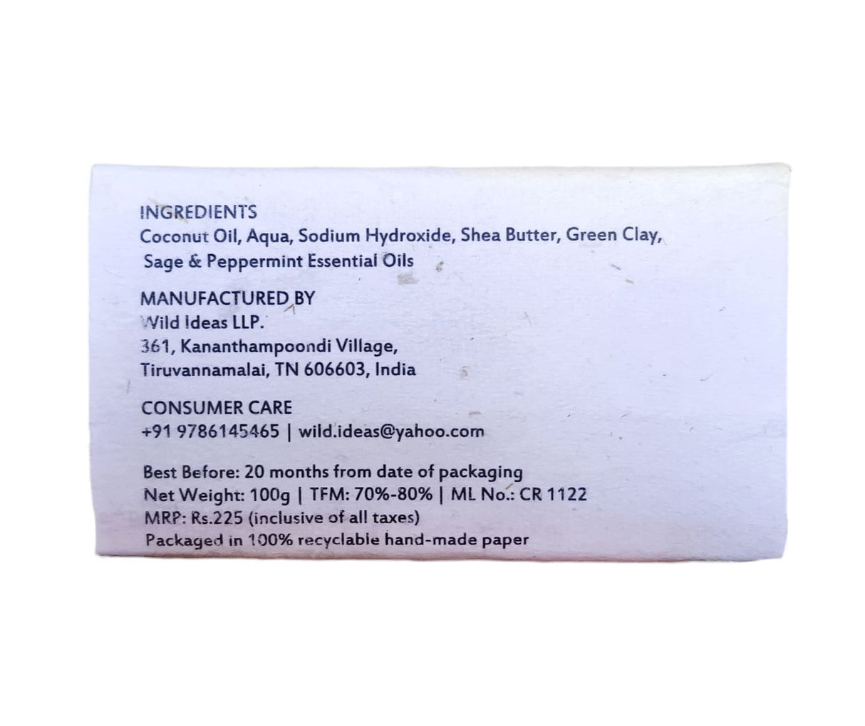 Hand Made Soap - Sage Mint with Shea Butter - Wild Ideas - Freshmills