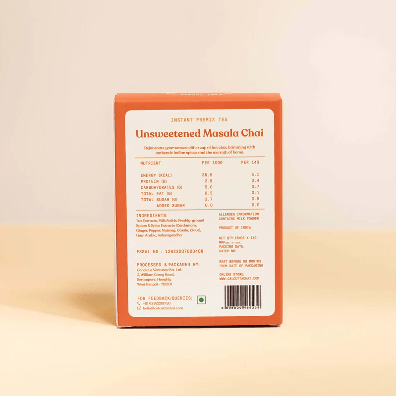 INSTANT CHAI - Unsweetened Masala Chai - Calcutta Chai Co - Freshmills