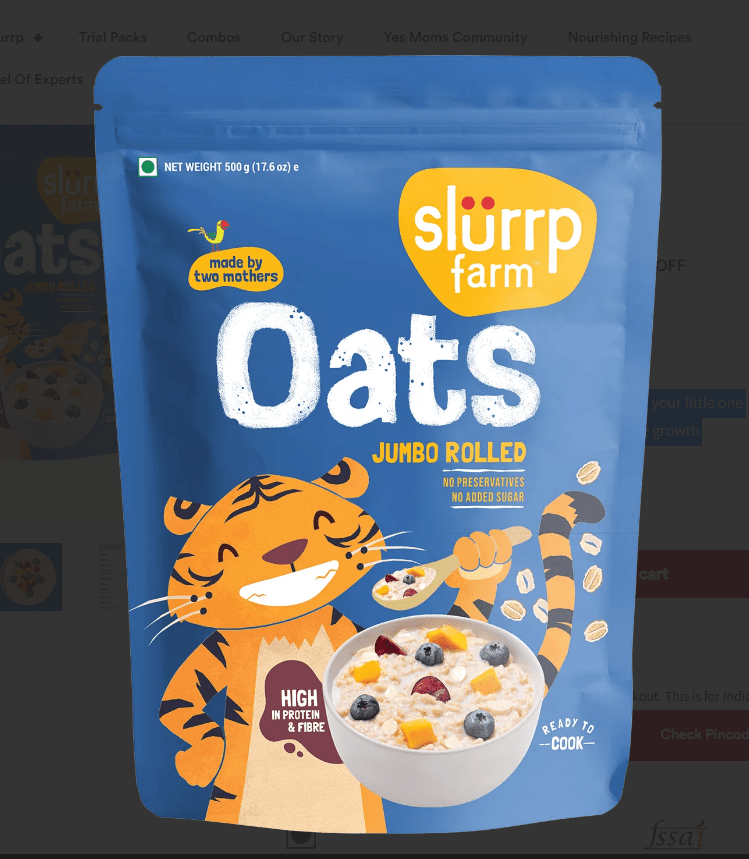 Jumbo Rolled Oats - Slurrp Farm - Freshmills