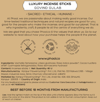 Kedarnath Govind Gulab Incense Sticks - Phool - Freshmills