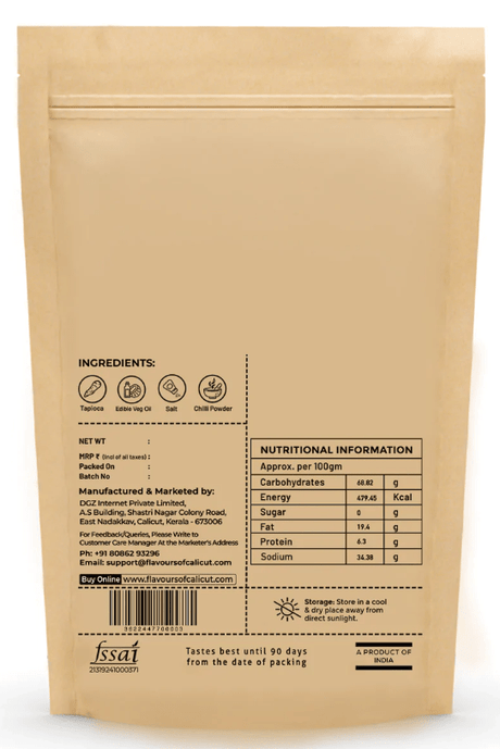 Kerala Tapioca (Kappa) Chips 250g - Flavours of Calicut - Freshmills