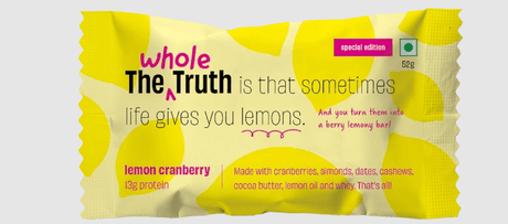 Lemon Cranberry Protein Bar - The Whole Truth - Freshmills