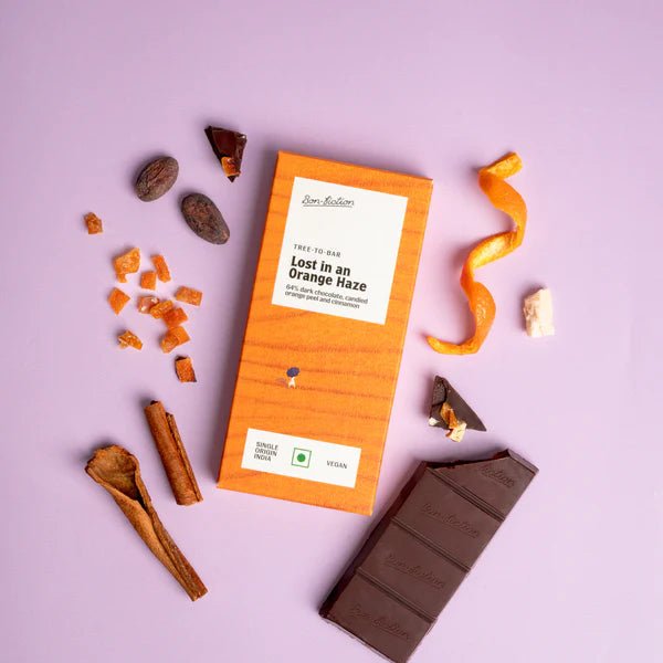 Lost in An Orange Haze - 64% Dark Orange Cinnamon Chocolate - Bon Fiction - Freshmills