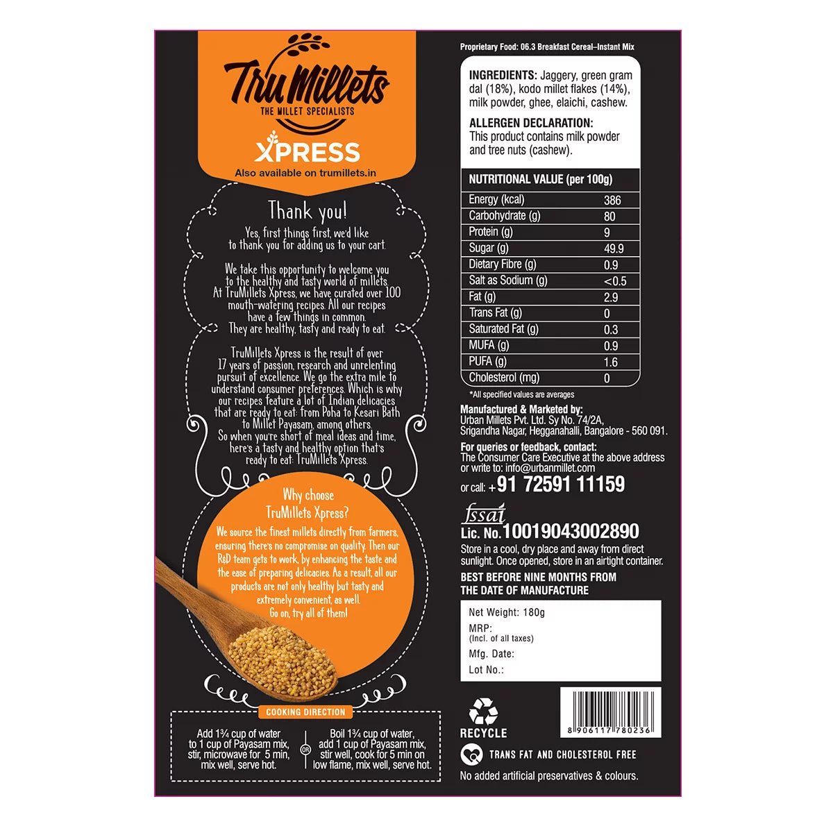 Millet Payasam - Tru millets - Freshmills