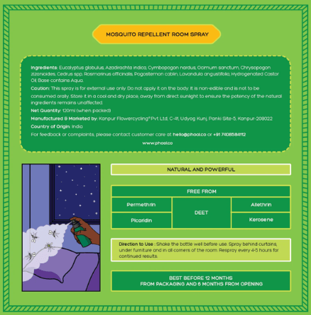 Mosquito Repellent Room Spray - phool - Freshmills