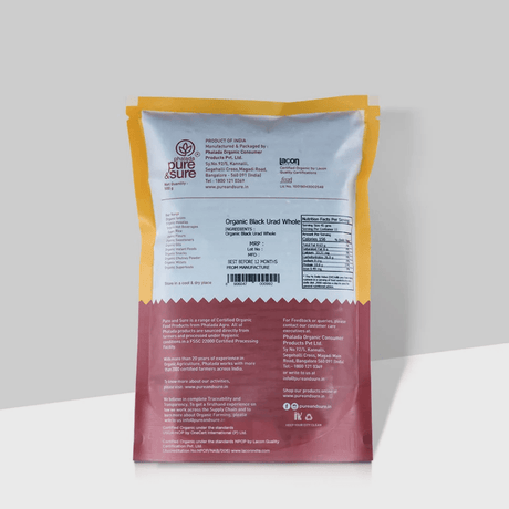 Organic Black Urad Dal Whole - Phalada Pure & Sure - Freshmills