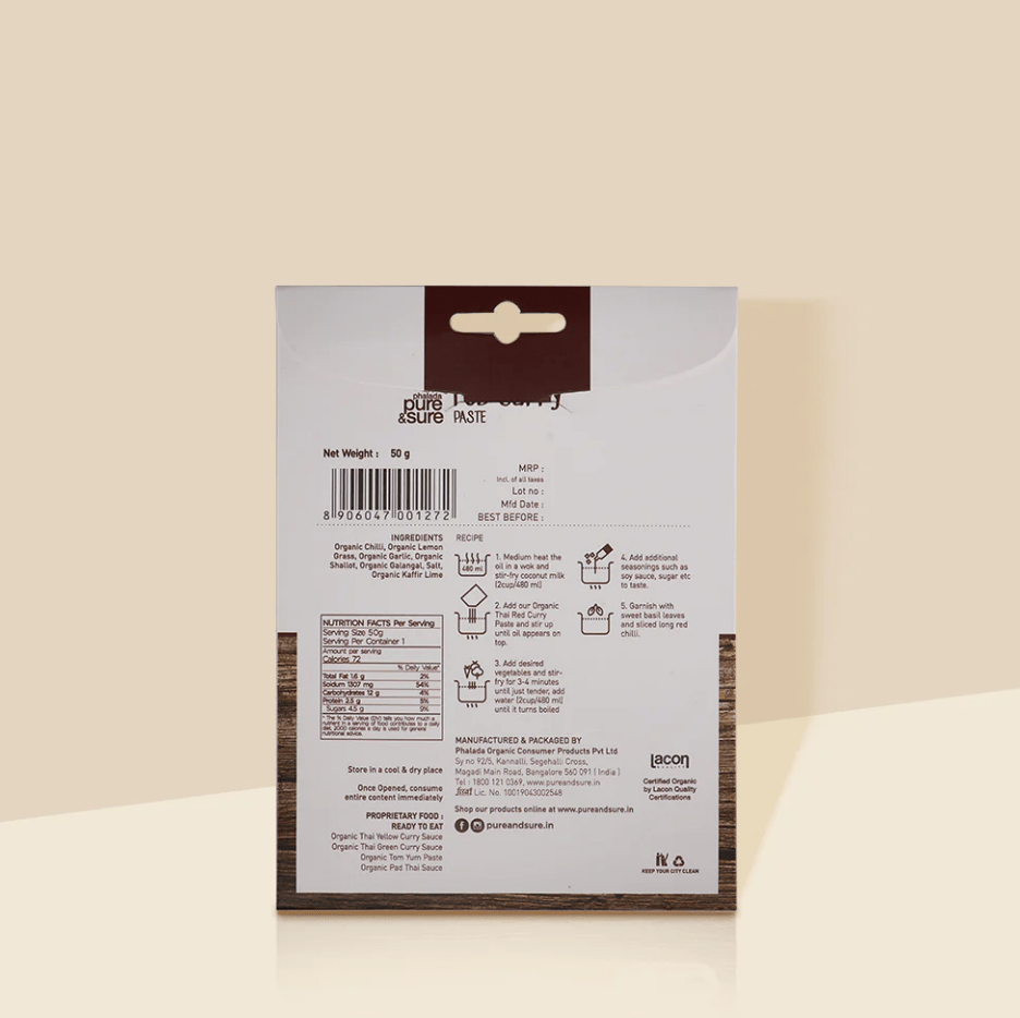 Organic Red Curry Paste - Phalada Pure & Sure - Freshmills