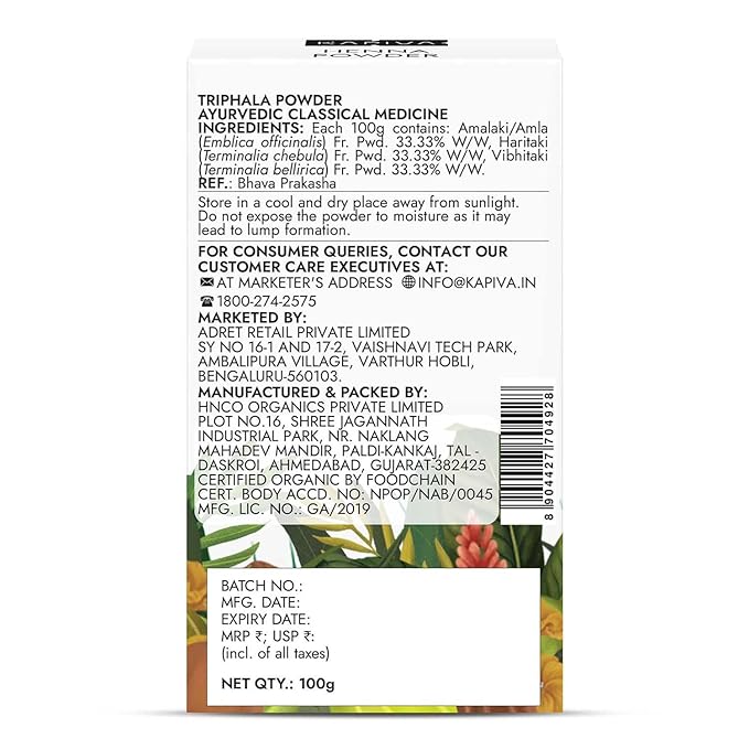 Organic Triphala Powder - Kapiva - Freshmills