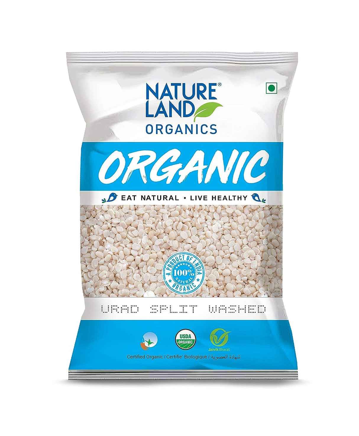 Organic Urad Split Washed - Nature Land - Freshmills