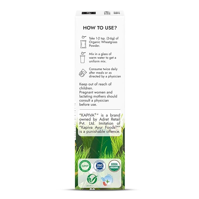 Organic Wheatgrass Powder - Kapiva - Freshmills