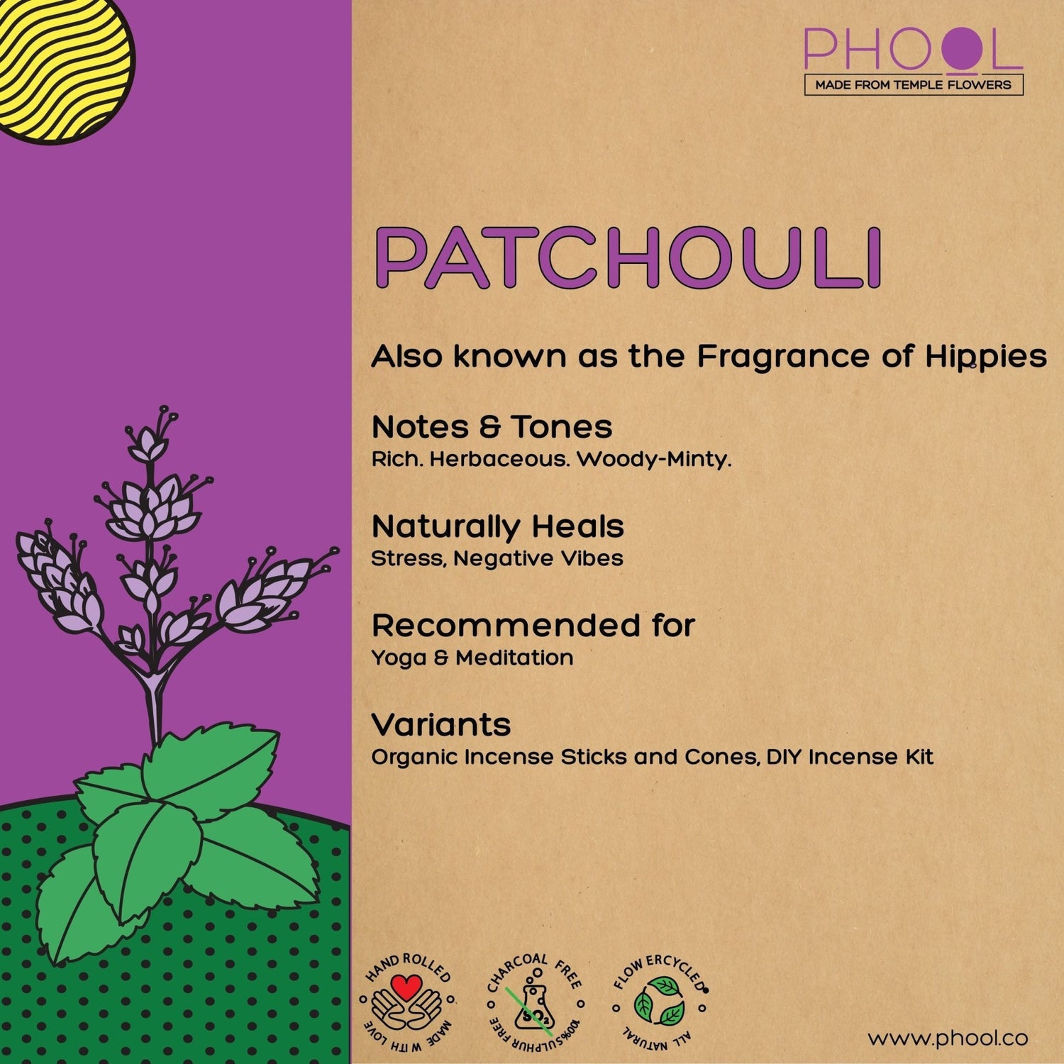 Patchouli Incense Sticks - Phool - Freshmills