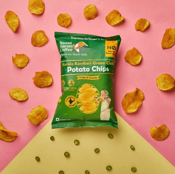 Potato Chips - Kerala Kanthari Green Chilli - Sweet Karam Coffee - Freshmills