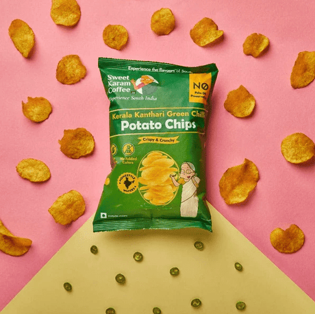 Potato Chips - Kerala Kanthari Green Chilli - Sweet Karam Coffee - Freshmills