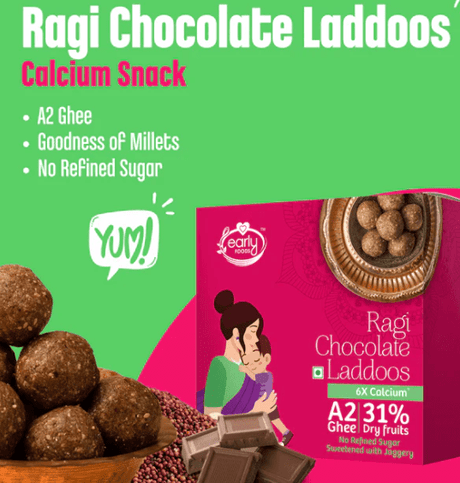 Ragi Chocolate A2 Ghee Laddoos - Early Foods - Freshmills