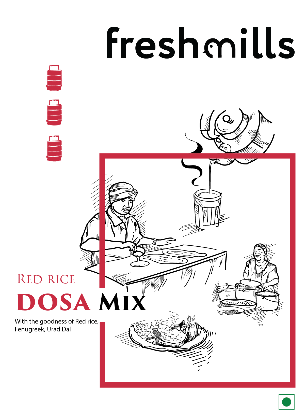 Red Rice Dosa Mix 500g - Freshmills - Freshmills