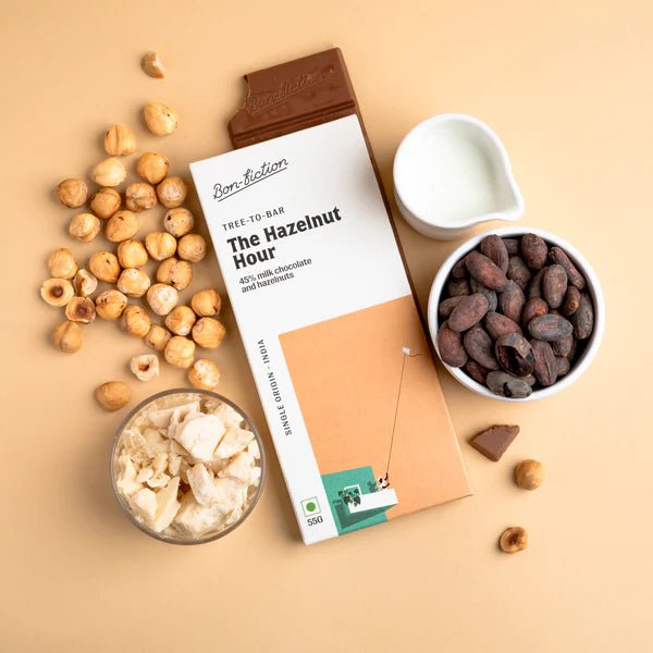 The Hazelnut Hour 45% Milk Hazelnut Chocolate - Bon Fiction - Freshmills