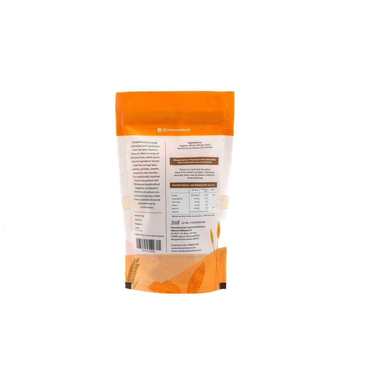 Whole Wheat Jaggery Fingers - Neenu's Natural - Freshmills