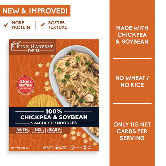 100% Chickpea & Soybean Spaghetti Noodles - Pink Harvest - Freshmills