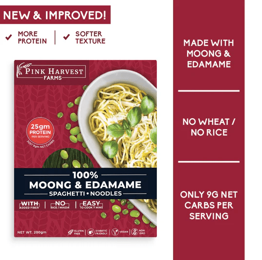 100% Moong & Edamame Spaghetti Noodles - Pink Harvest - Freshmills