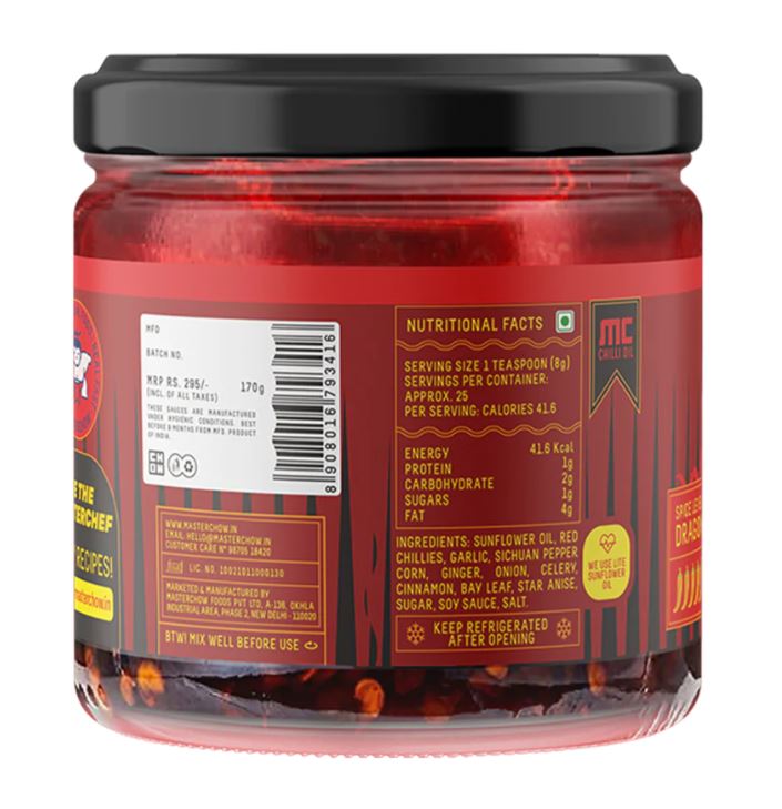 2X Spicy Sichuan Chilli Oil 170g - Master Chow - Freshmills