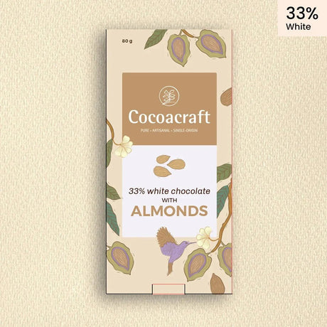 33% White Chocolate with Roasted Almonds - Cocoacraft - Freshmills