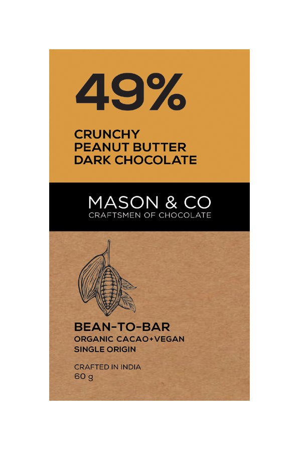 49% Crunchy Peanut Butter Dark Chocolate Bar - Mason & Co - Freshmills