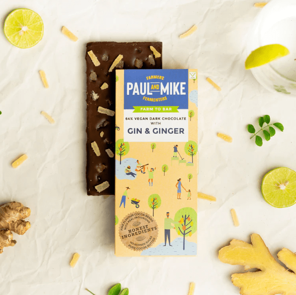 64% dark Gin & Ginger Chocolate - Paul & Mike - Freshmills