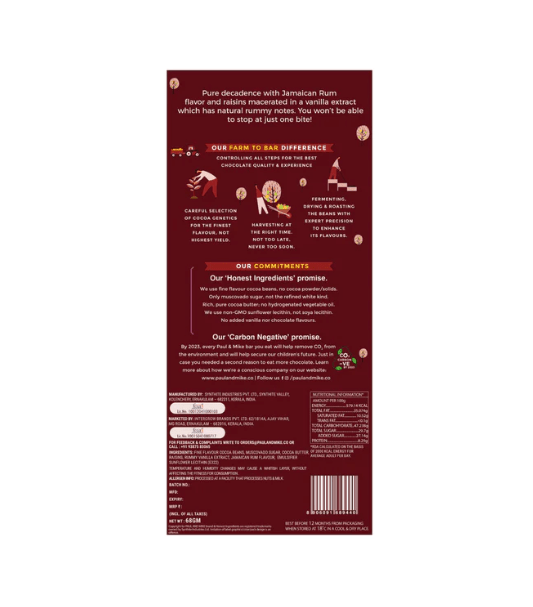 Rum Rummy 64% dark Rum & Rummy Raisins Chocolate – Freshmills