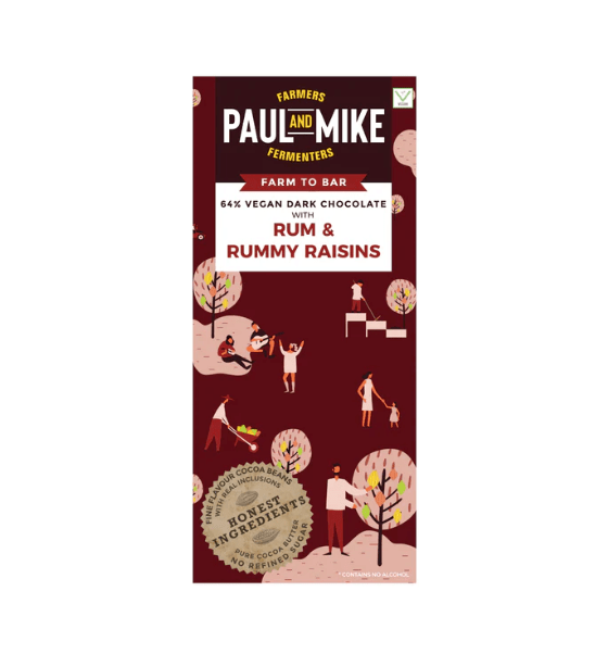 64% dark Rum & Rummy Raisins Chocolate - Paul & Mike - Freshmills