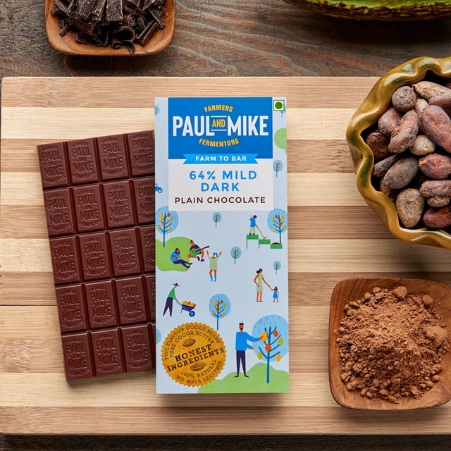 64% Mild Dark Plain Chocolate - Paul & Mike - Freshmills