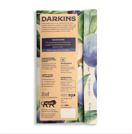 70% Dark Chocolate with Blueberries - Darkins - Freshmills