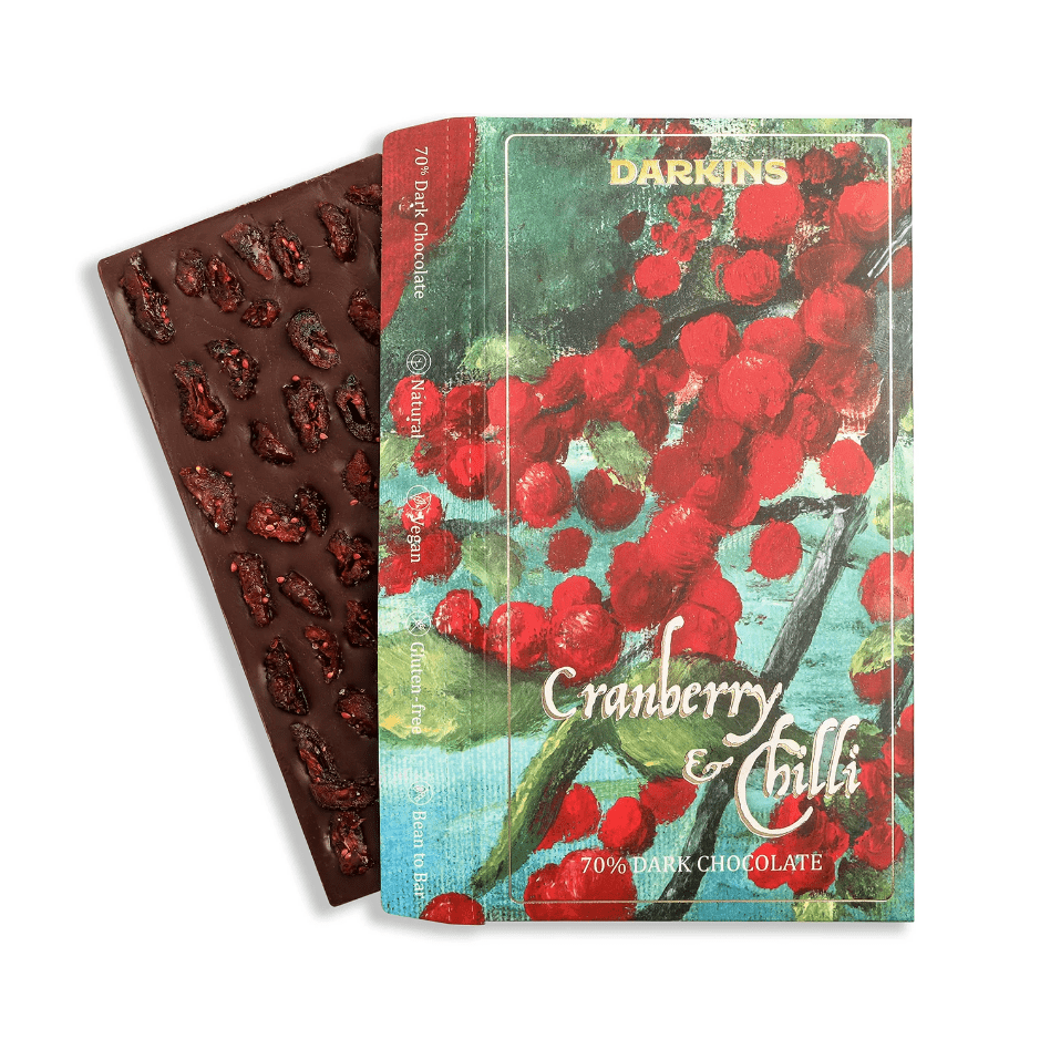 70% Dark Chocolate with Cranberry & Chilli - Darkins - Freshmills