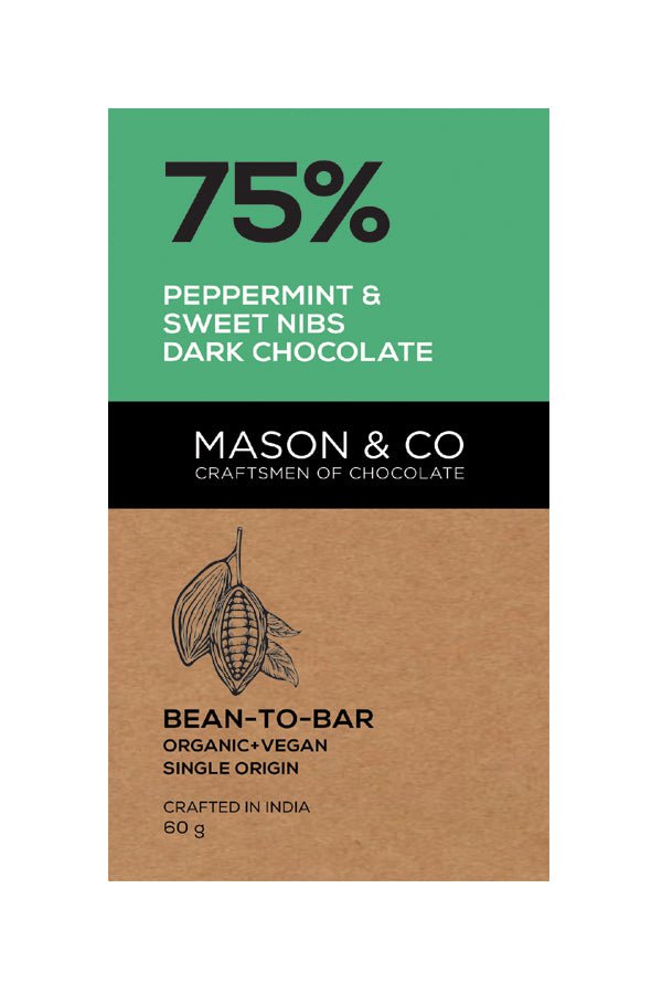 75% Peppermint & Sweet Nibs Dark Chocolate Bar - Mason & Co - Freshmills