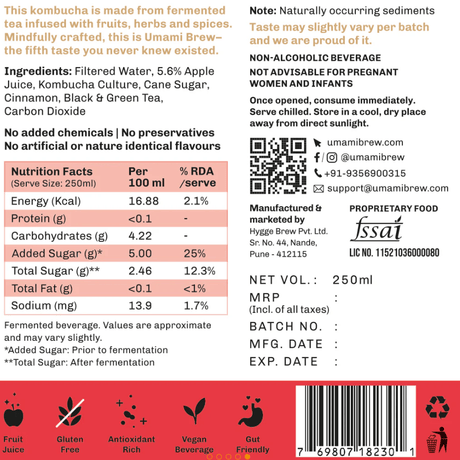 Apple Cinnamon Kombucha - umami brew - Freshmills