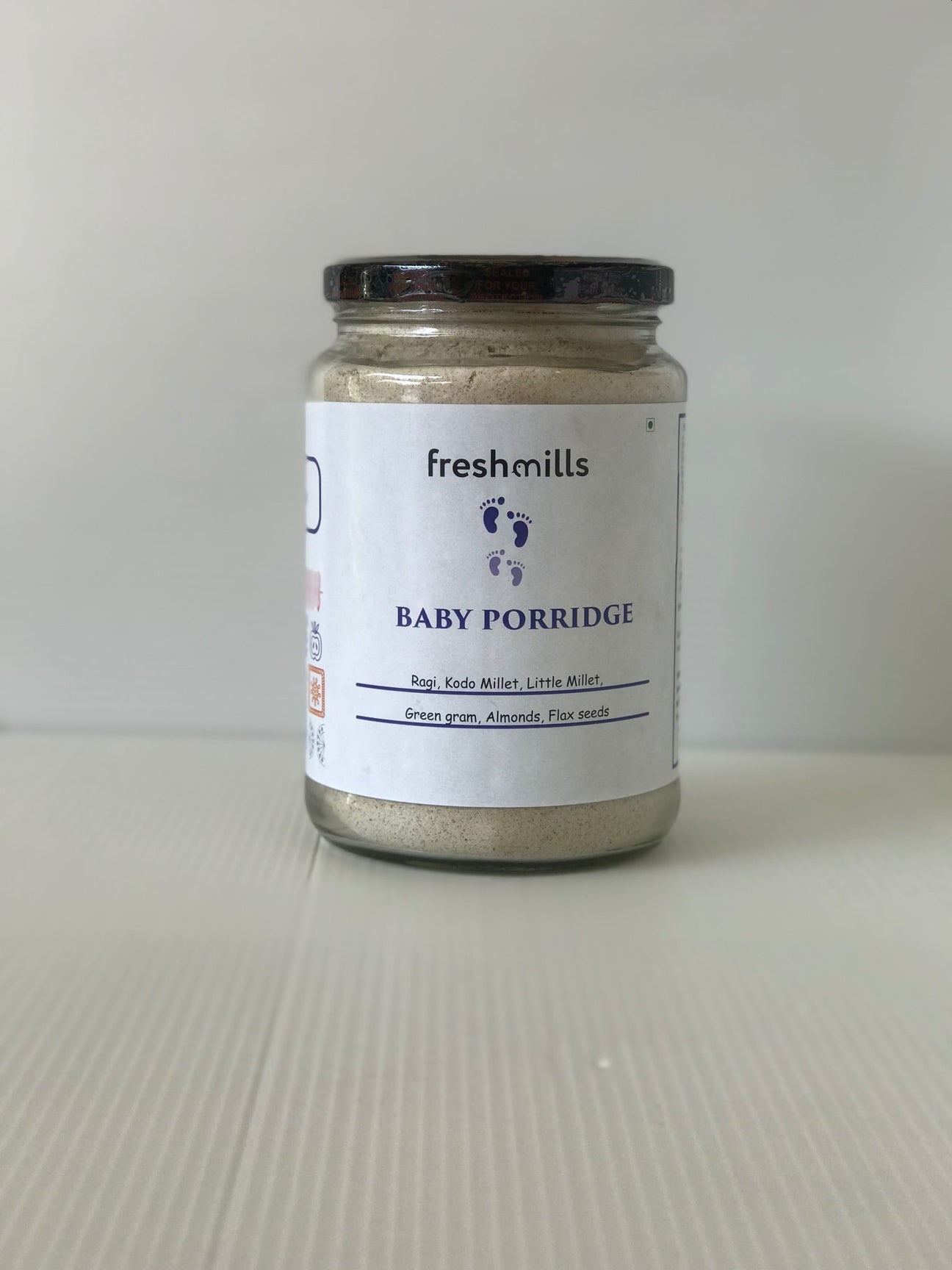 Baby Porridge Mix with Ragi, Kodo Millet, Little Millet, Green Gram, Flax seeds and Almonds - Freshmills - Freshmills