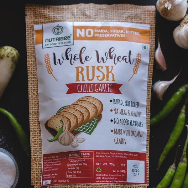 Chilli Garlic Wheat Rusk - Nutribee - Freshmills