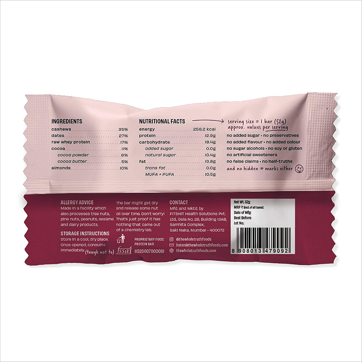 Double Cocoa Protein bar - The Whole Truth - Freshmills